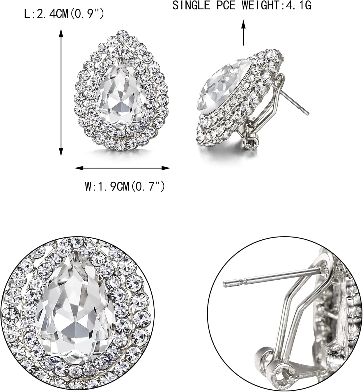 EVER FAITH Wedding Austrian Crystal Stud Earring for Bride, Elegant Teardrop Rhinestone Earrings Jewelry for Women