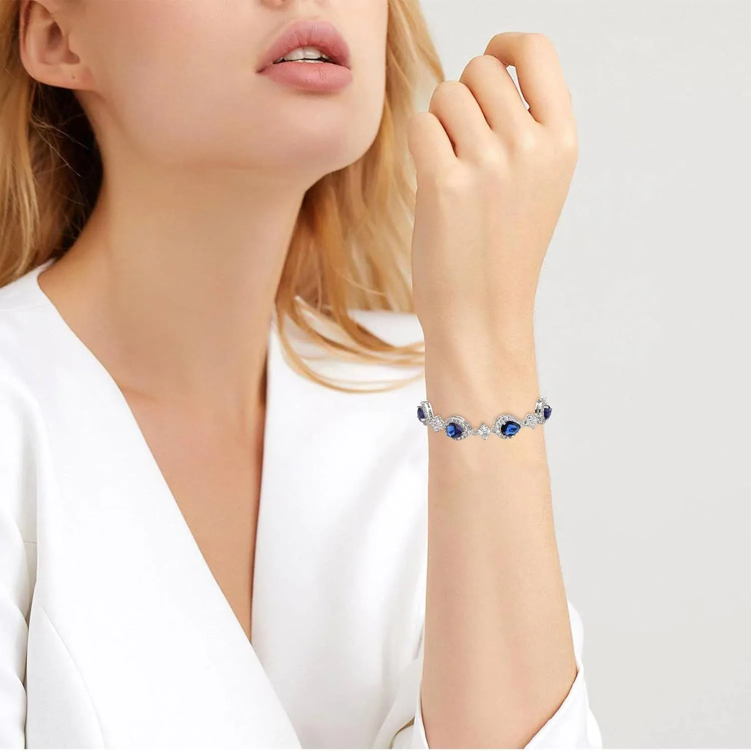 EVER FAITH Wedding Bridal Bracelets for Brides Bridesmaids, Gorgeous Cubic Zirconia Classic Teardrop Tennis Braceletss for Women Jewelry