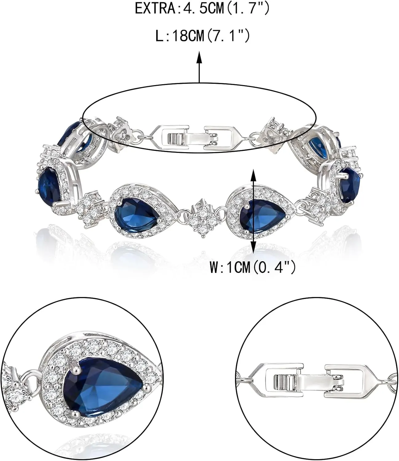 EVER FAITH Wedding Bridal Bracelets for Brides Bridesmaids, Gorgeous Cubic Zirconia Classic Teardrop Tennis Braceletss for Women Jewelry