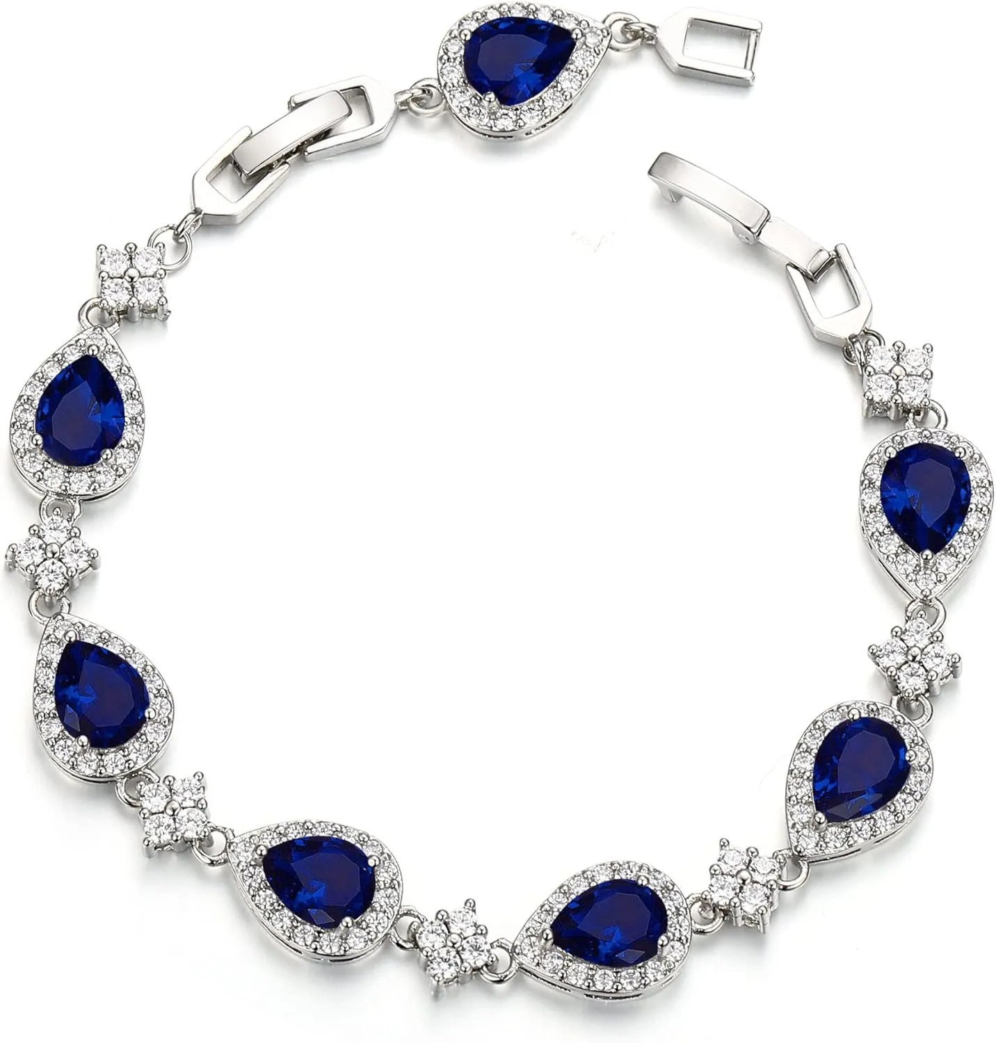 EVER FAITH Wedding Bridal Bracelets for Brides Bridesmaids, Gorgeous Cubic Zirconia Classic Teardrop Tennis Braceletss for Women Jewelry