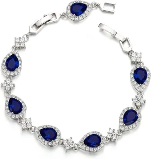 EVER FAITH Wedding Bridal Bracelets for Brides Bridesmaids, Gorgeous Cubic Zirconia Classic Teardrop Tennis Braceletss for Women Jewelry