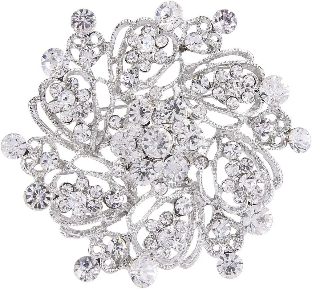 EVER FAITH Wedding Corsage Jewelry Austrian Crystal Elegant Flower Wreath Brooch Pin for Women
