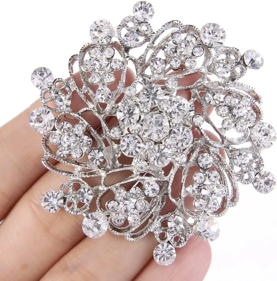 EVER FAITH Wedding Corsage Jewelry Austrian Crystal Elegant Flower Wreath Brooch Pin for Women