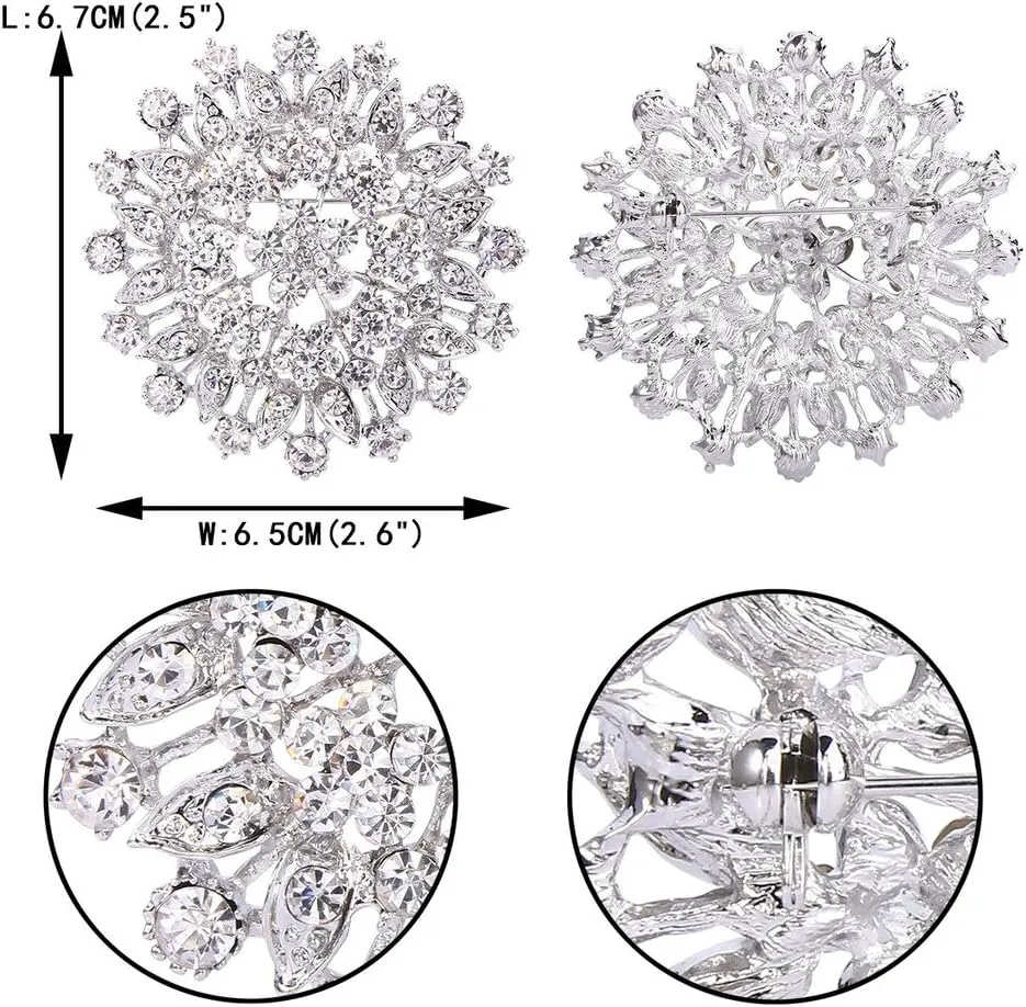 EVER FAITH Women's Austrian Crystal Elegant Flower Leaf Bridal Corsage Brooch Pin