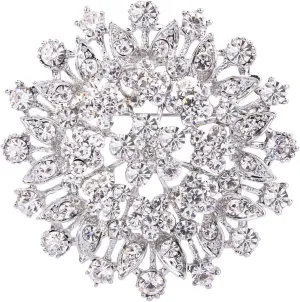 EVER FAITH Women's Austrian Crystal Elegant Flower Leaf Bridal Corsage Brooch Pin