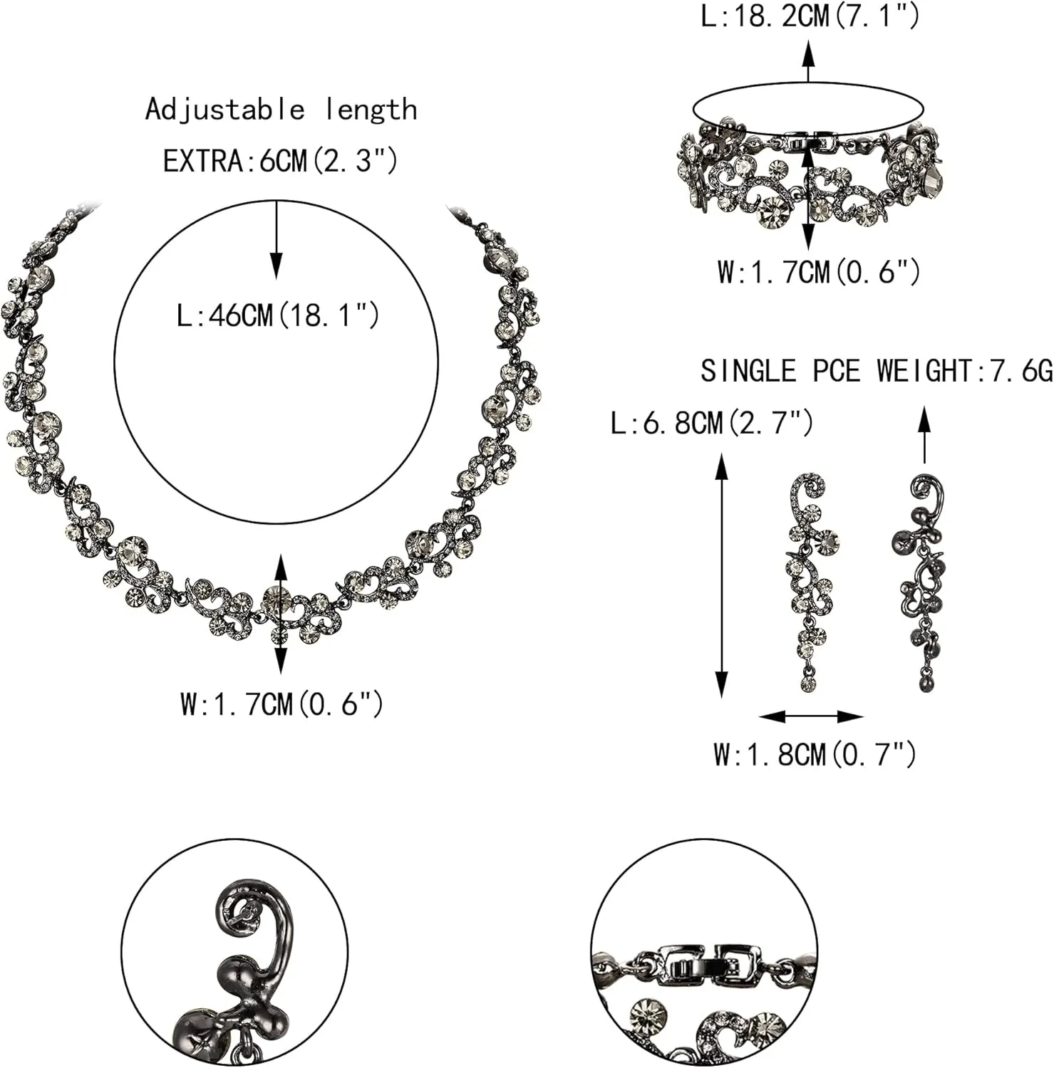 EVER FAITH Women's Austrian Crystal Elegant Wedding Flower Wave Necklace Earrings Bracelet Set