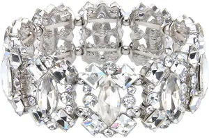 EVER FAITH Women's Crystal Vintage Style Elegant Bridal Elastic Stretch Bracelet
