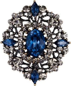 EVER FAITH Women's Oval w/Marquise Crystal Elegant Vintage Banquet Hollow Filigree Brooch