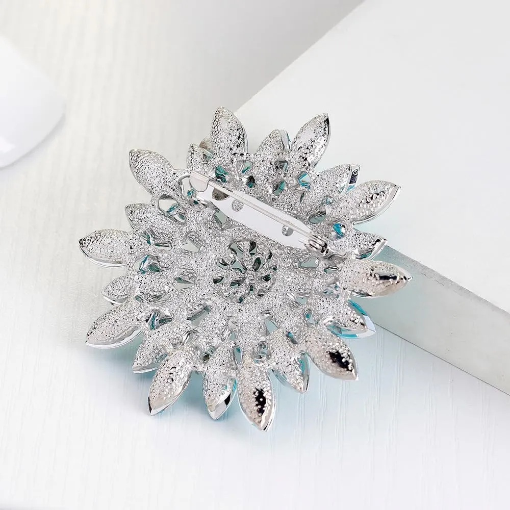 Exquisite Crystal Flower Corsage Bouquet Brooch Pin for Women Girls Rhinestone Floral Lapel Pins Clip Sweater Coat Scarves Dress Suit Badges Brooches Pins Fashion Jewelry Gifts Wedding