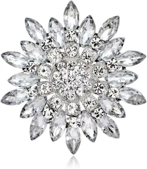 Exquisite Crystal Flower Corsage Bouquet Brooch Pin for Women Girls Rhinestone Floral Lapel Pins Clip Sweater Coat Scarves Dress Suit Badges Brooches Pins Fashion Jewelry Gifts Wedding