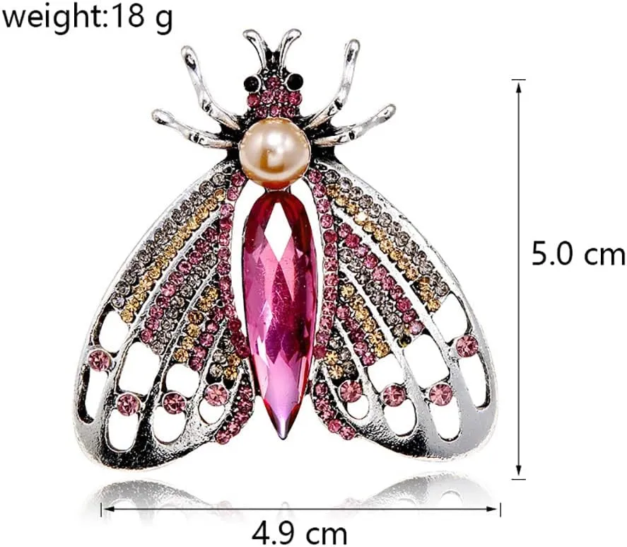 Exquisite Moth Lapel Brooch Pin for Women Girls Crystal Rhinestone Faux Pearl Butterfly Insect Pins Clip Collar Sweater Jackets Dress Backpacks Badge Brooches Pins Cute Jewelry Gifts Birthday