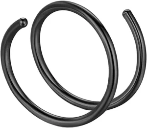 Fake Nose Ring Hoop for women, Tiny Faux Nose Rings Piercing Hoops, Clip on Nose Rings No Piercing Needed, Jewellery Gifts for Women Birthday Gift for Her Mom Friend Clearance sale items. (01#-Black)