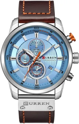 FANMIS Mens Sport Military Analog Quartz Watch Chronograph Classic Casual Business Dress Waterproof Watch Multifunctional Wristwatch with Leather Strap