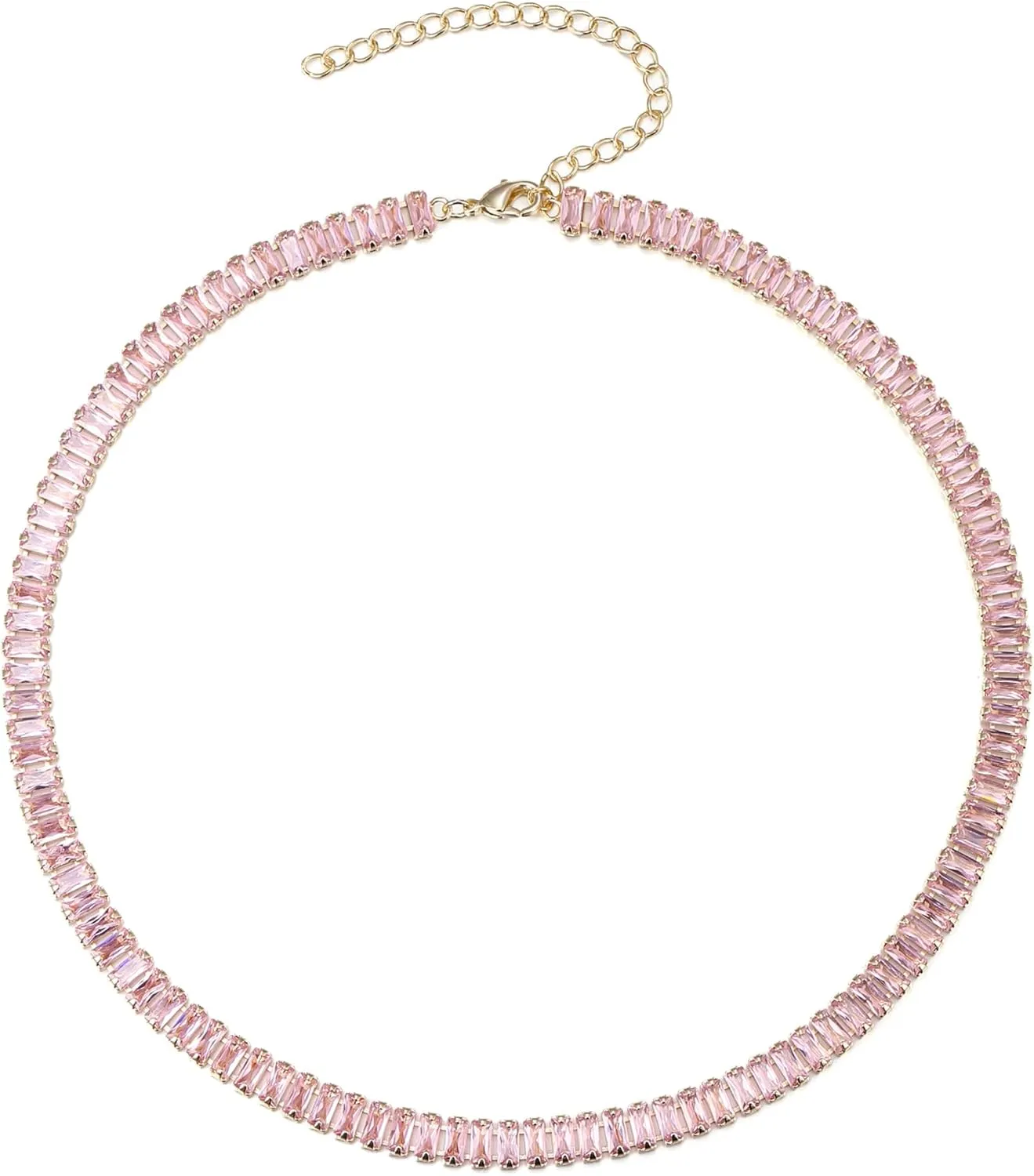 FANZE Sparkly Tennis Necklaces for Women Cubic Zirconia Gold Plated Choker Necklace Dainty Jewelry Gifts for Holiday Wedding Party Prom Valentines Day
