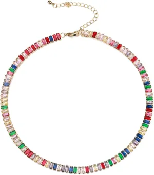 FANZE Sparkly Tennis Necklaces for Women Cubic Zirconia Gold Plated Choker Necklace Dainty Jewelry Gifts for Holiday Wedding Party Prom Valentines Day