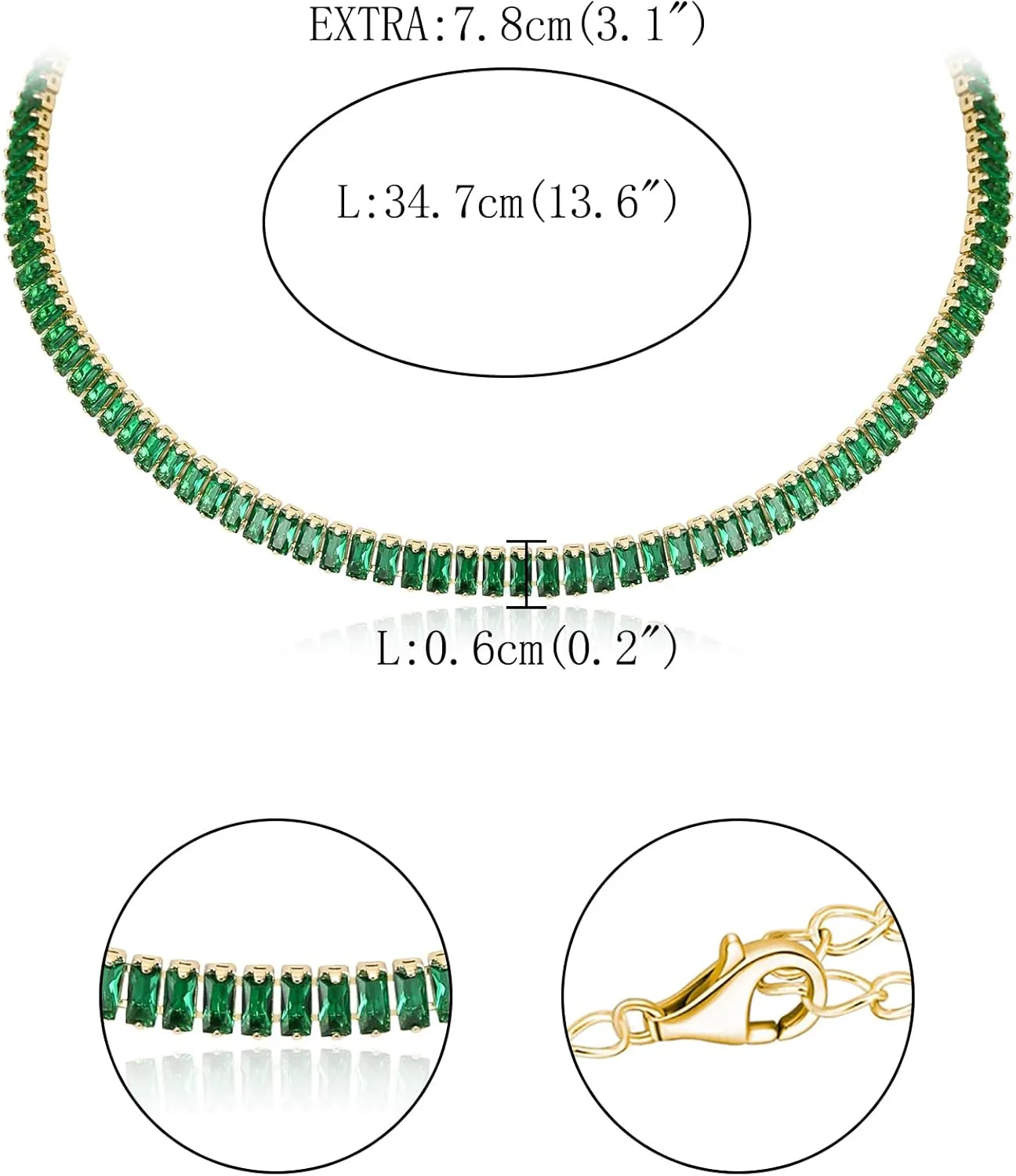 FANZE Sparkly Tennis Necklaces for Women Cubic Zirconia Gold Plated Choker Necklace Dainty Jewelry Gifts for Holiday Wedding Party Prom Valentines Day