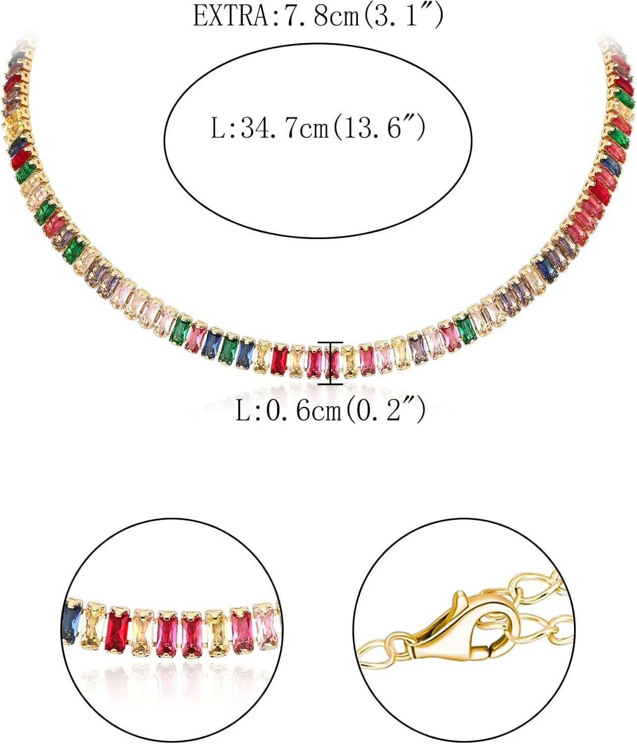 FANZE Sparkly Tennis Necklaces for Women Cubic Zirconia Gold Plated Choker Necklace Dainty Jewelry Gifts for Holiday Wedding Party Prom Valentines Day