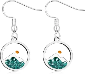 Fashion and Comfortable Religious Belief Drop Earrings Jewelry for Women, Exquisite Ladies Charm Stainless Steel Mountain Mustard Seed Pendant Earrings, Gift for Sisters Mother Friends YA4997