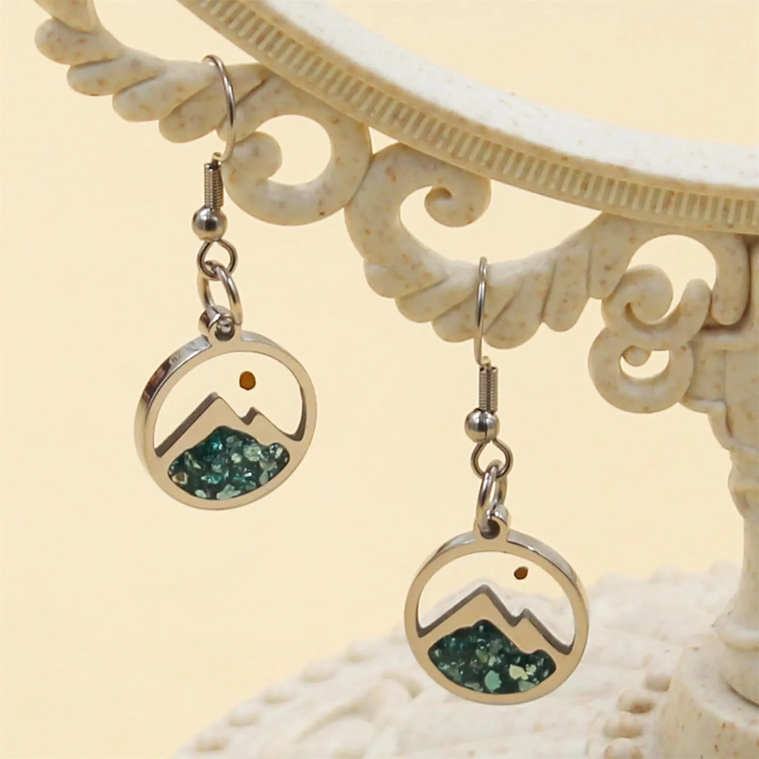 Fashion and Comfortable Religious Belief Drop Earrings Jewelry for Women, Exquisite Ladies Charm Stainless Steel Mountain Mustard Seed Pendant Earrings, Gift for Sisters Mother Friends YA4997