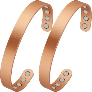 Feraco Copper Magnetic Bracelet for Men Women, 99.99% Pure Copper Cuff Bangle with Effective Neodymium Magnets, Adjustable Jewelry Gifts