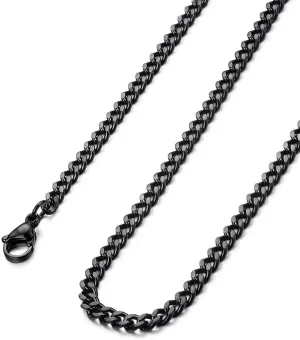 FIBO STEEL 3.5-10mm Stainless Steel Cuban Necklace Mens Women Curb Link Chain, 16-30 inches