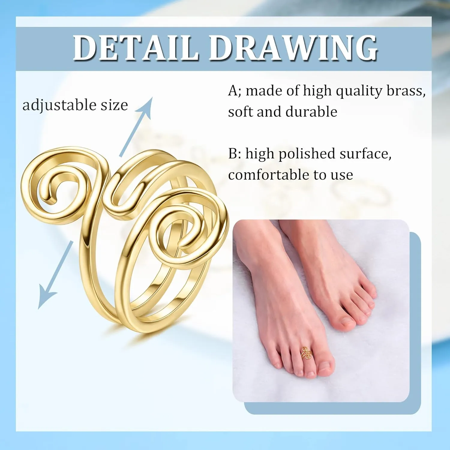 FIBO STEEL 9 Pcs Adjustable Toe Rings for Women Open African Toe Rings Summer Beach Foot Jewelry