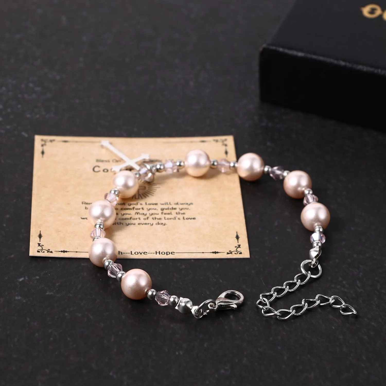 First Holy Communion Bracelets for Women: Personalized Catholic Religious Virgin Mary Cross Charm Medal Pearl Beads Chain Baptism Confirmation Easter Gifts To My Daughter Goddaughter