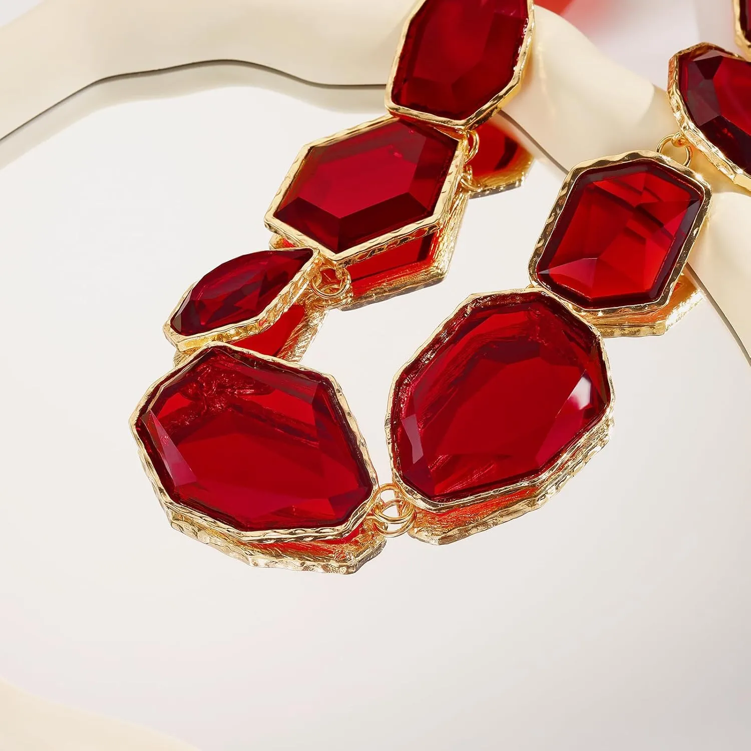 Firstmeet Vintage Resin Rhinestone Necklace Irregularly Shaped Elegant Crystal Collar for Women
