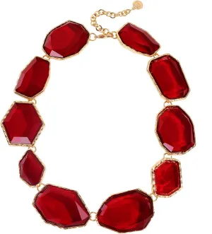 Firstmeet Vintage Resin Rhinestone Necklace Irregularly Shaped Elegant Crystal Collar for Women