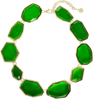 Firstmeet Vintage Resin Rhinestone Necklace Irregularly Shaped Elegant Crystal Collar for Women