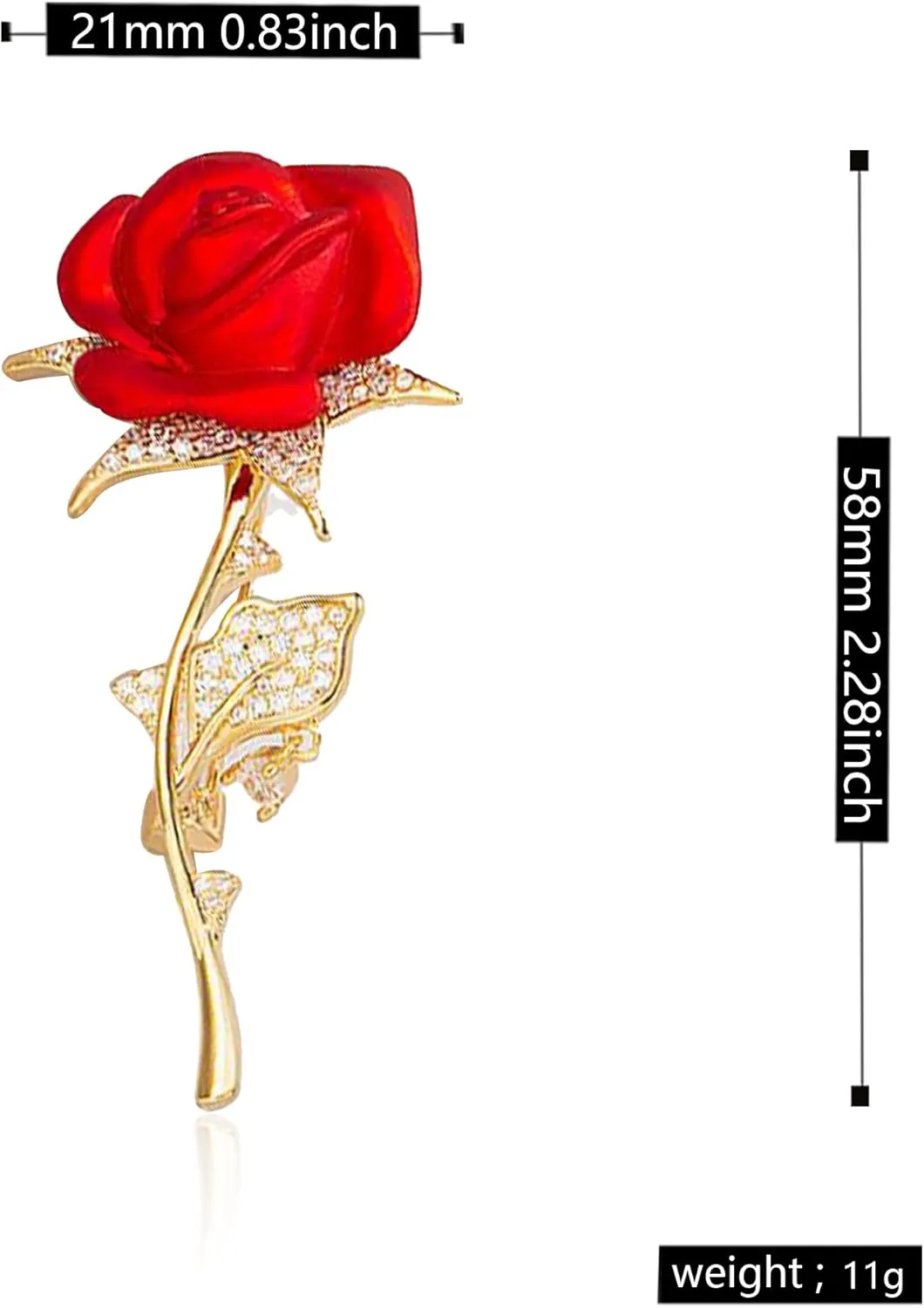 Floral Elegant Red Rose Shape Brooch Pin for Women Mothers Day Accessory