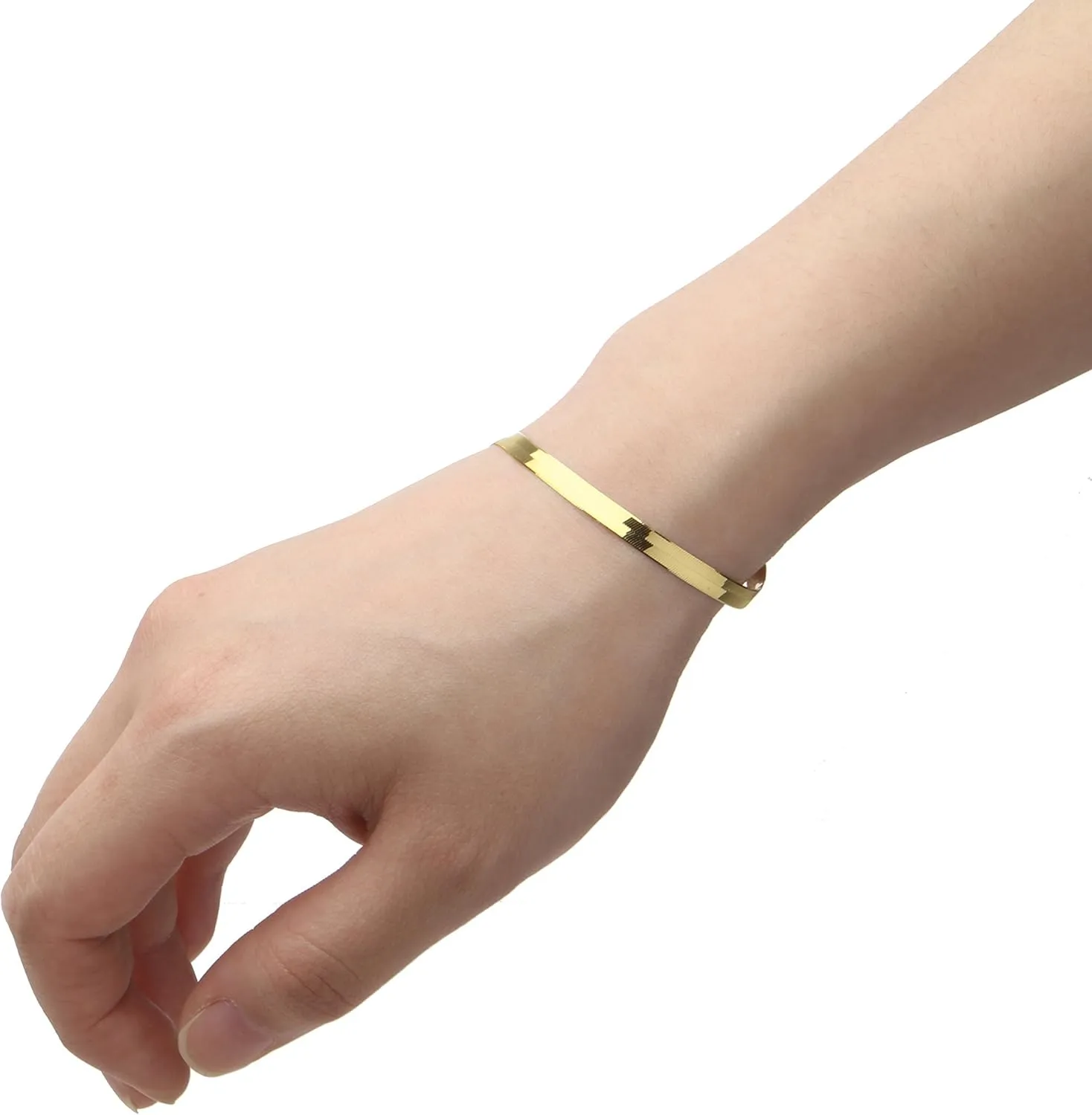 Floreo 10k Yellow Gold 4mm Super Flexible Silky Herringbone Chain Bracelet