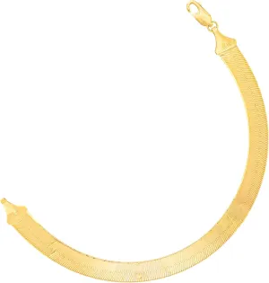 Floreo 10k Yellow Gold 7mm Super Flexible Silky Herringbone Chain Bracelet
