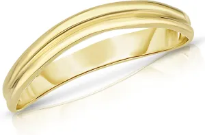 Floreo 10k Yellow Gold or White Gold or Rose Gold 3mm Comfort Fit Curved Double Wave Ring