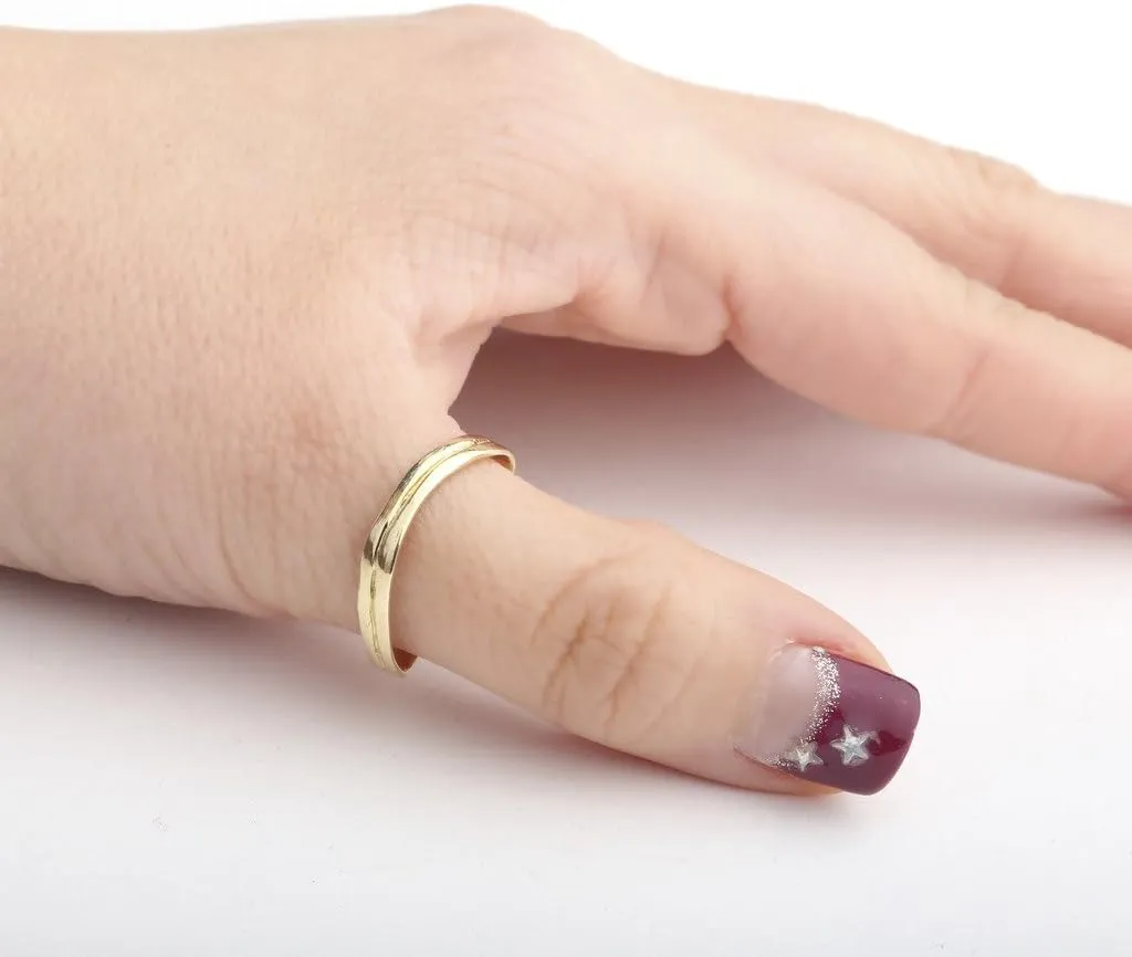 Floreo 10k Yellow Gold or White Gold or Rose Gold 3mm Comfort Fit Curved Double Wave Ring