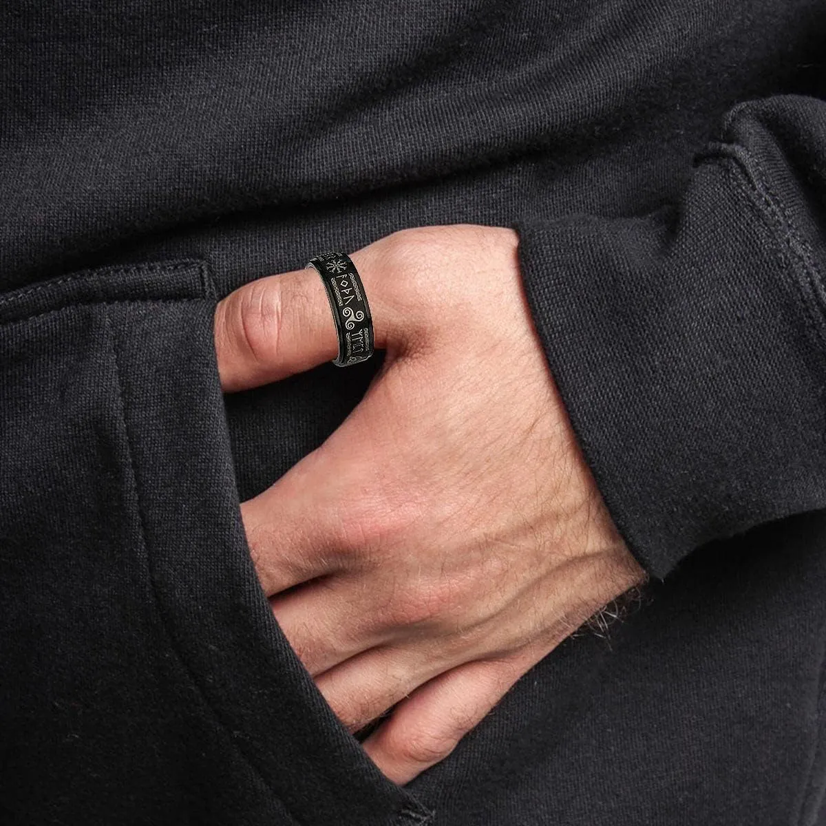 FLYUN Viking Spinner Rings for Men - Release Anxiety and Embrace Your Inner Warrior with Stylish, Functional and Durable Jewelry - Gift in Premium Box