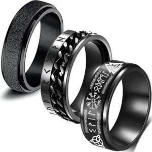 FLYUN Viking Spinner Rings for Men - Release Anxiety and Embrace Your Inner Warrior with Stylish, Functional and Durable Jewelry - Gift in Premium Box