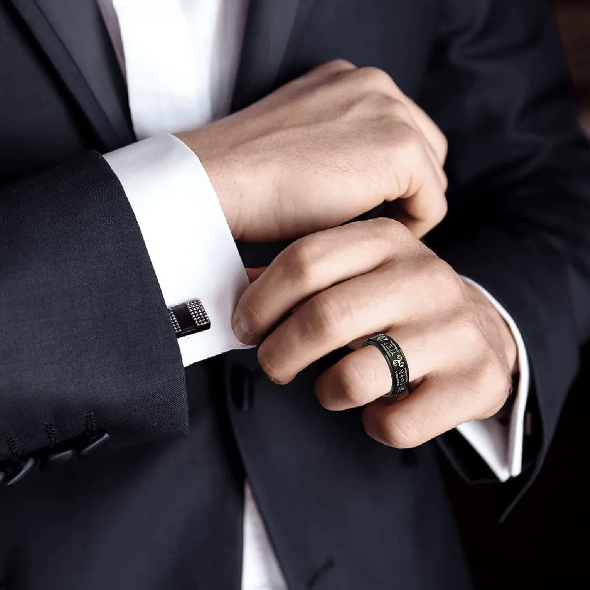 FLYUN Viking Spinner Rings for Men - Release Anxiety and Embrace Your Inner Warrior with Stylish, Functional and Durable Jewelry - Gift in Premium Box