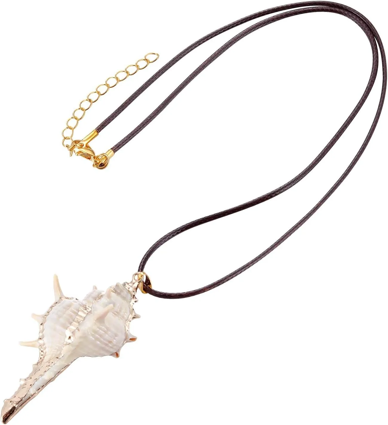 FM FM42 Natural Seashell Shell Scallop Conch Pendant Necklace with 27" Long Rope Chain (25 Styles)