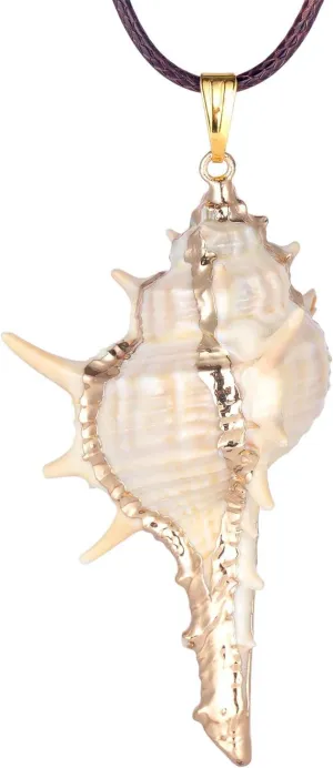 FM FM42 Natural Seashell Shell Scallop Conch Pendant Necklace with 27" Long Rope Chain (25 Styles)