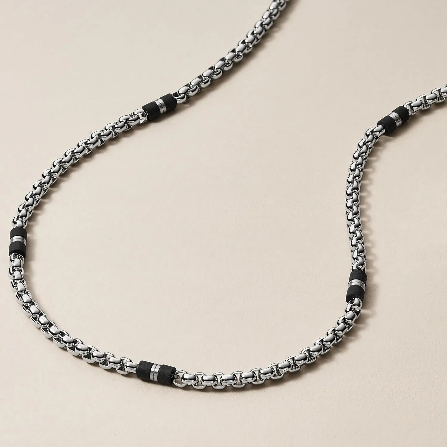 Fossil Men's Stainless Steel or Leather Necklace for Men