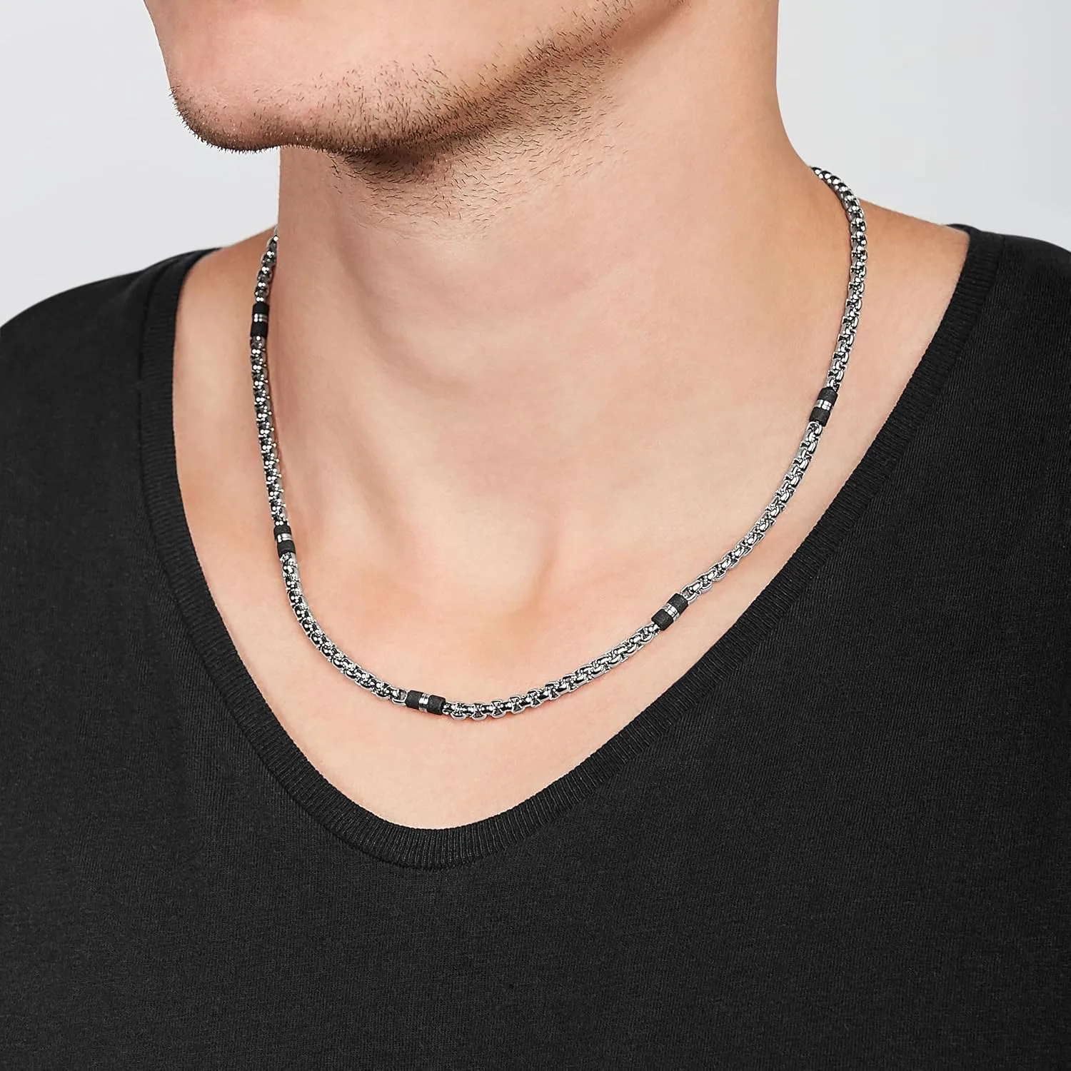 Fossil Men's Stainless Steel or Leather Necklace for Men