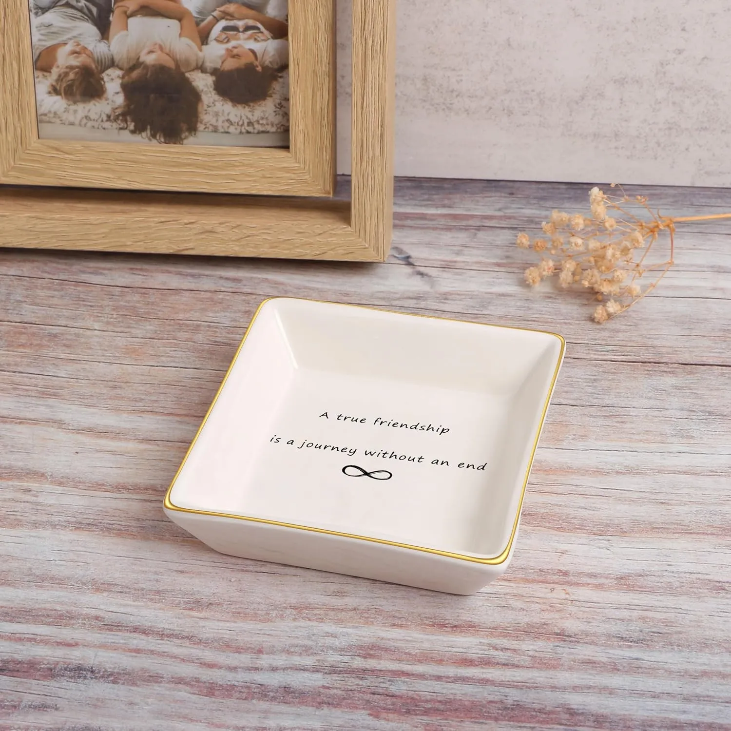 Friendship Gifts for Women Ceramic Trinket Tray Birthday Christmas Encouragement Decorative Decor Home Dish A True Friendship is A Journey Without An End Jewelry