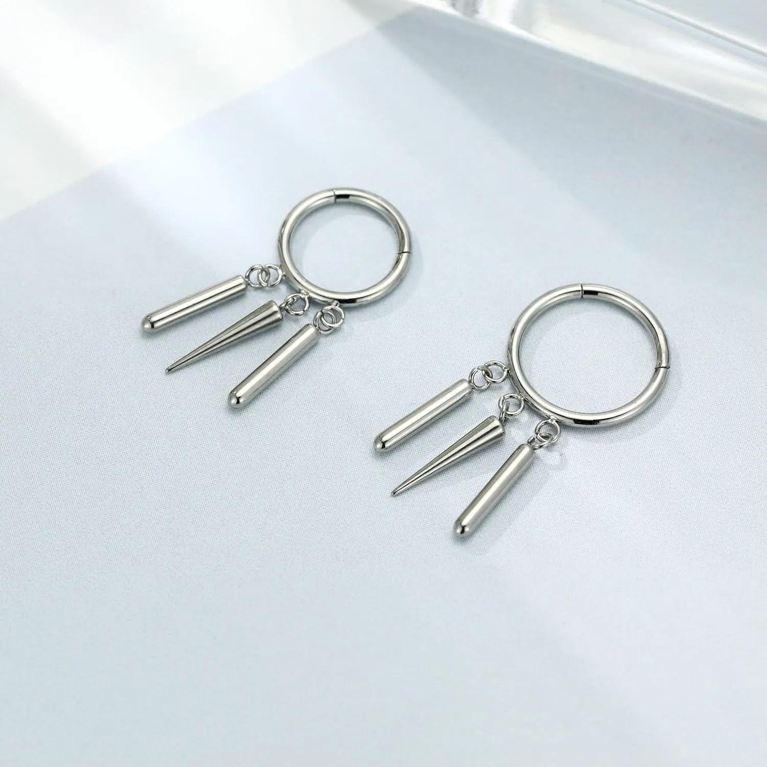 FUNLMO Dangle Conch Helix Cartilage Earlobe Orbital Piercing Jewelry 316L Surgical Steel Nose Septum Ring for Women Men