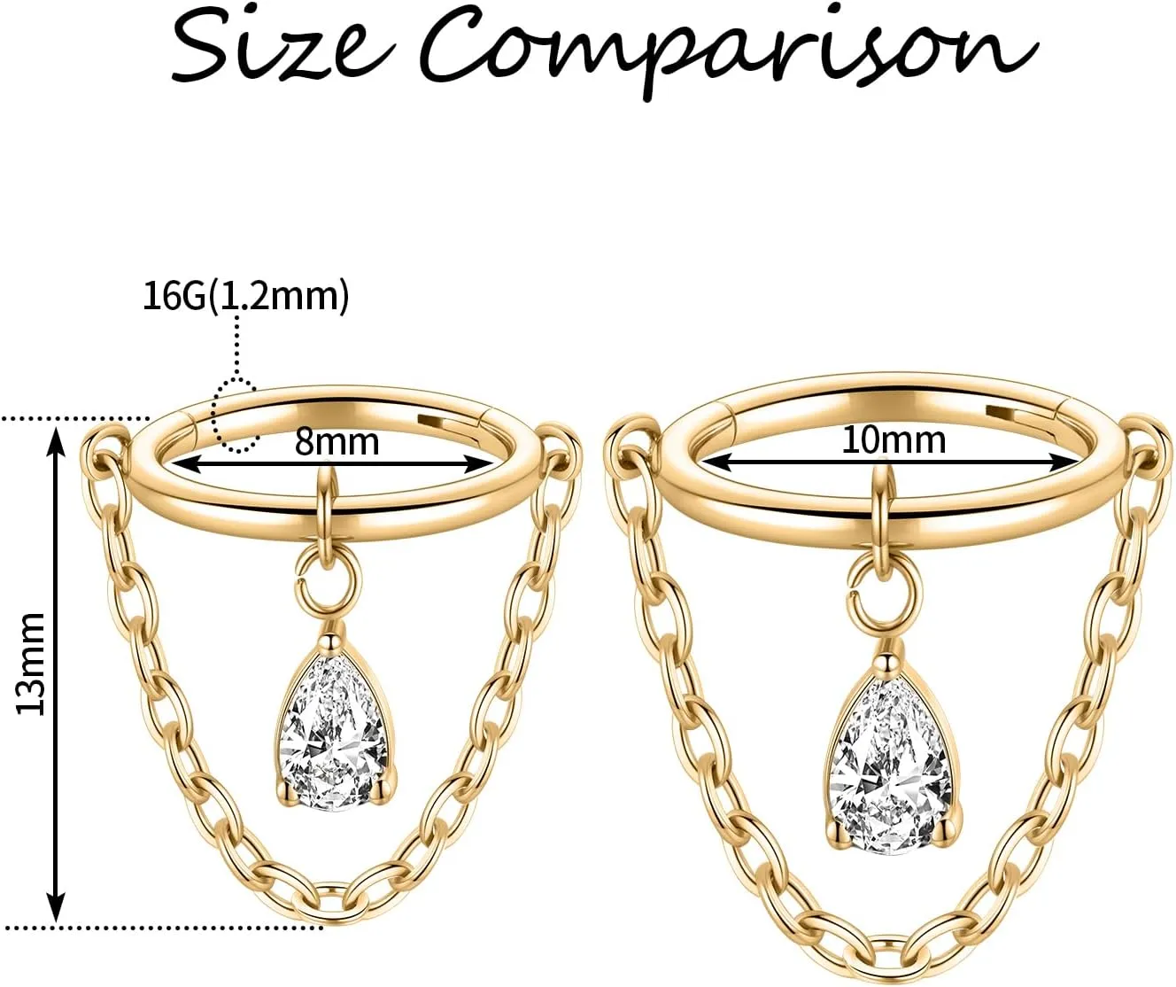 FUNLMO Dangle Conch Helix Cartilage Earlobe Orbital Piercing Jewelry 316L Surgical Steel Nose Septum Ring for Women Men