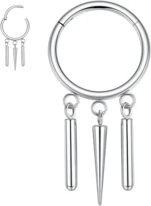 FUNLMO Dangle Conch Helix Cartilage Earlobe Orbital Piercing Jewelry 316L Surgical Steel Nose Septum Ring for Women Men