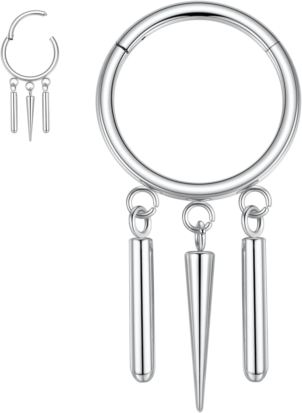 FUNLMO Dangle Conch Helix Cartilage Earlobe Orbital Piercing Jewelry 316L Surgical Steel Nose Septum Ring for Women Men