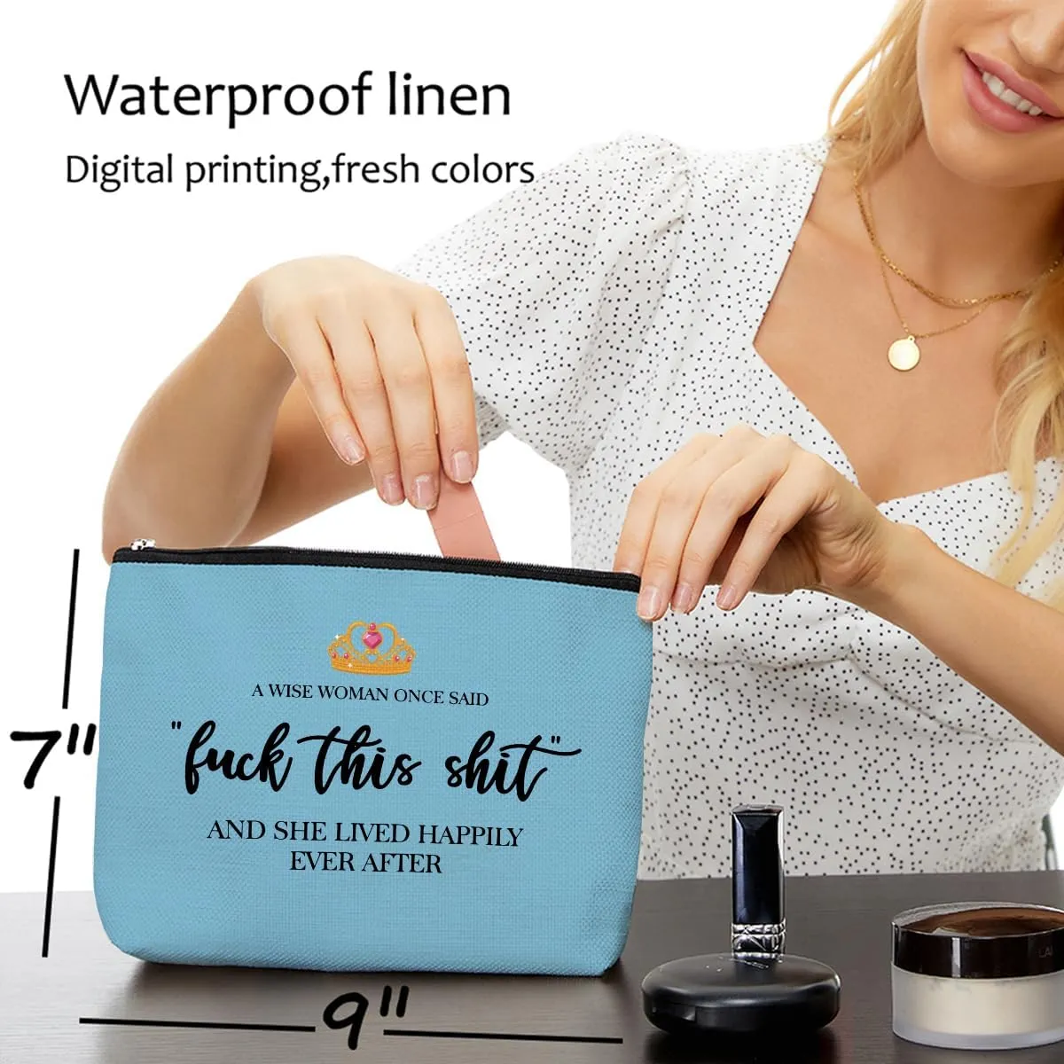 Funny Gifts for Strong Women - Retirement & Birthday Ideas, Cool Gifts for Coworkers & Hostess, Inspirational Cosmetic Bag with Makeup Travel Accessories