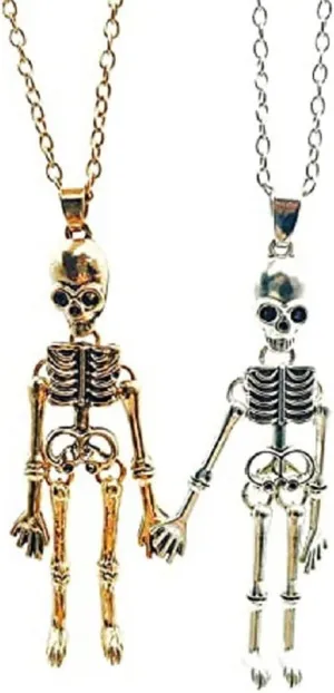 Fuqimanman2020 1 Pair Halloween Skeleton Skull Pendant Necklaces Set Ghost Head for Couple BFF Friendship Party Gothic Punk Hip Hop Festival Jewelry