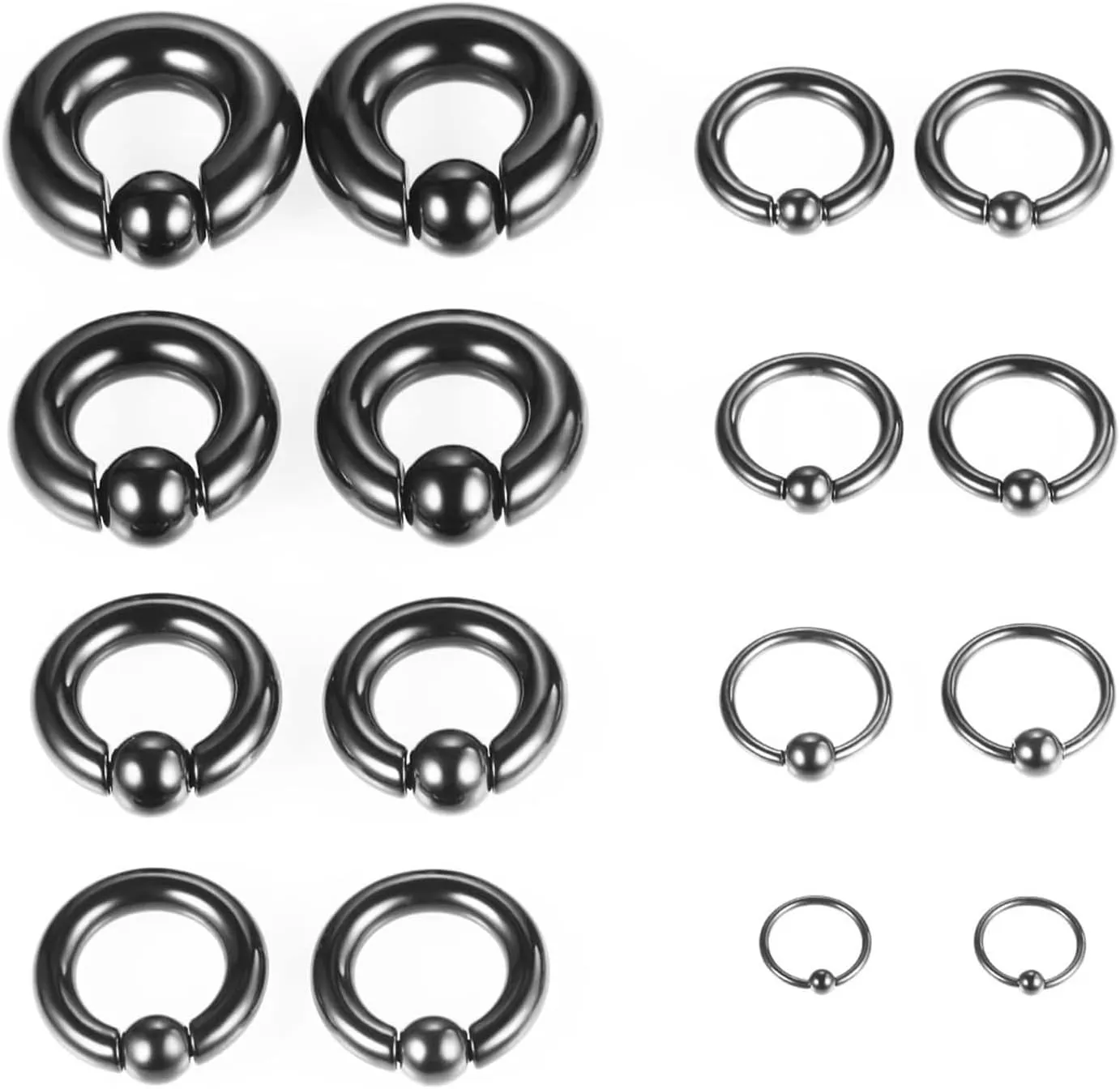 Gauge Expander, 2PCS Stainless Steel Ear Plugs 2mm-10mm Hoop With Ball Ear Gauge 00G Body Piercings Jewelry